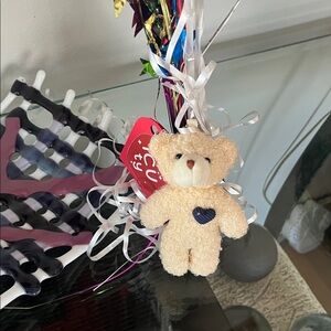 Rare ICU Care Bears Cream Stuffed Animal with Navy Heart